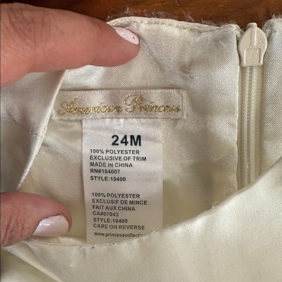 American Princess Wedding Cream & pink Baby size 24 month flower girl Dress - Picture 2 of 11